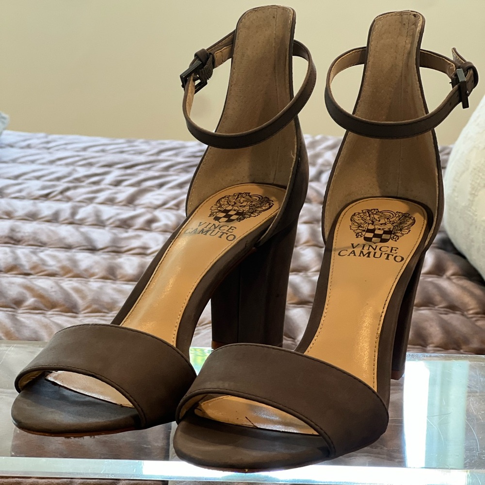 Vince Camuto Gray Heels with Ankle Strap